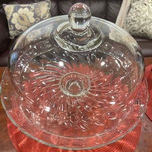 Vintage Fostoria Colony swirl cake pedestal with dome lid